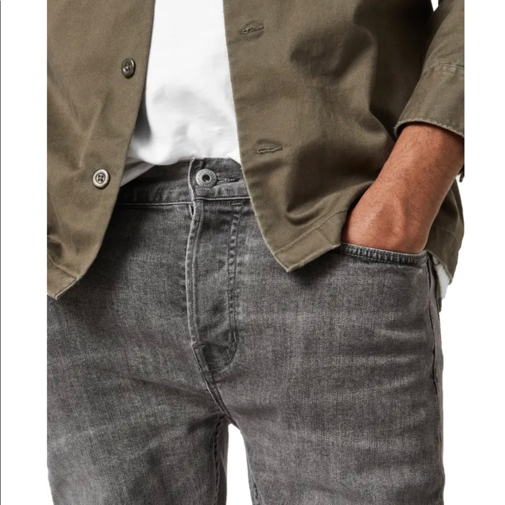 All Saints Men’s Cigarette Stretch Distressed Skinny Jean Grey 30 x 32 - Picture 2 of 8